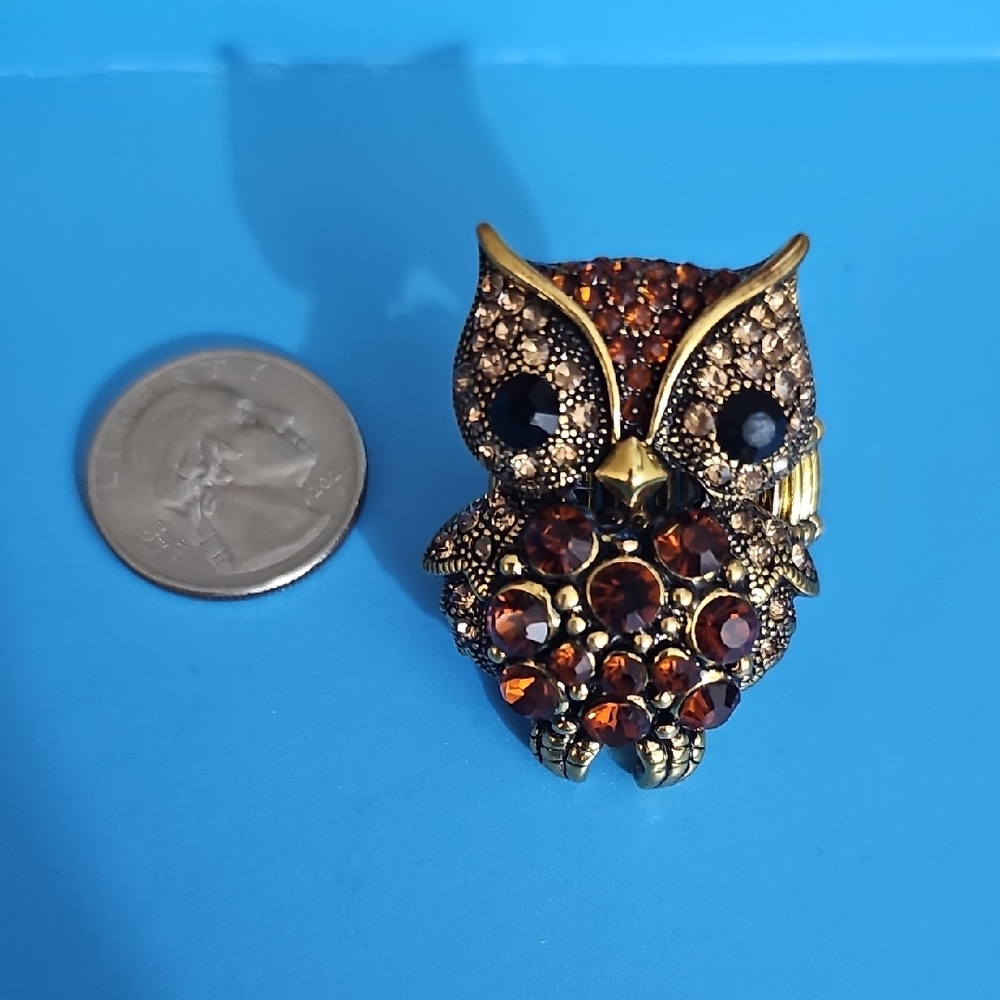 Gold and Brown Owl Ring